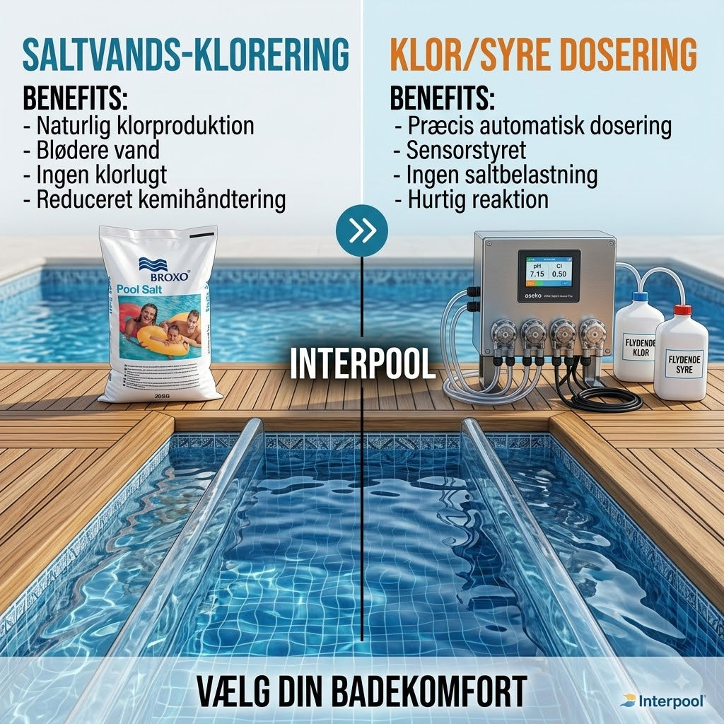 Saltvandsanlæg vs. Klor/Syre Doseringsanlæg til Din Pool